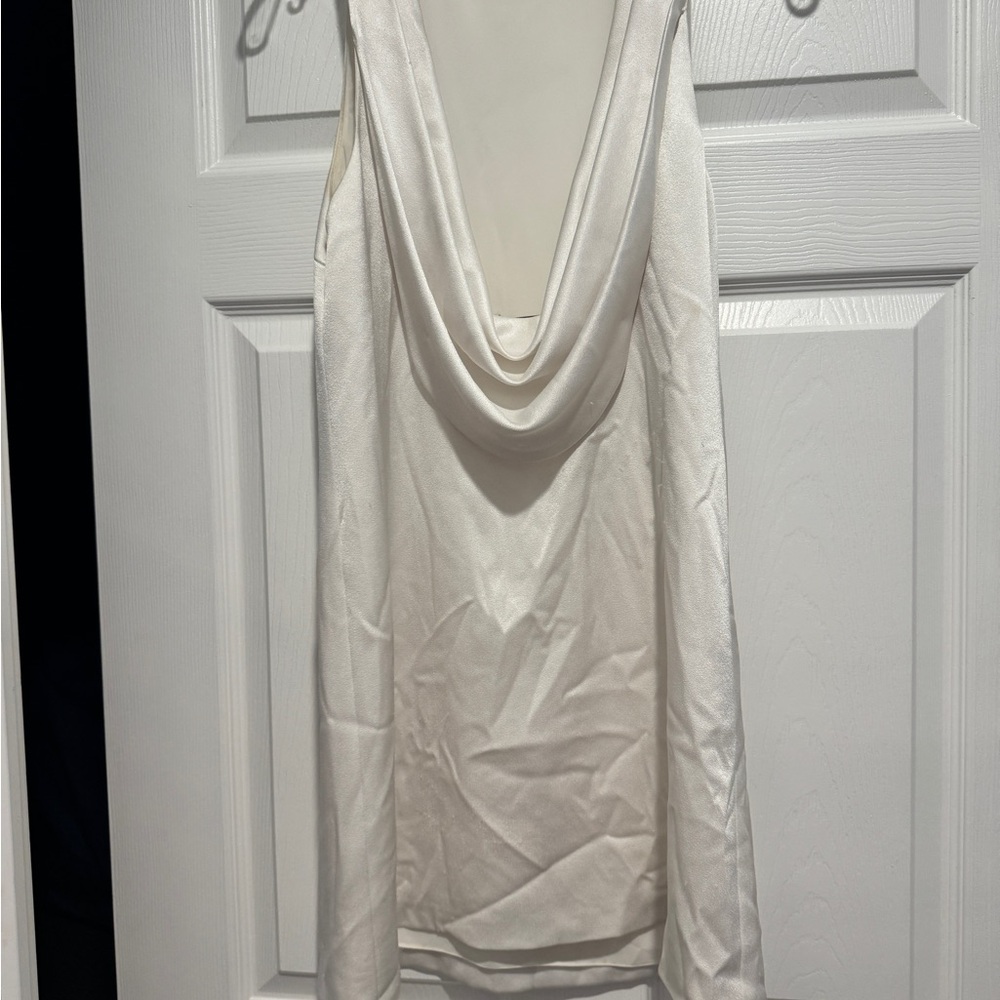 Alice + Olivia Elegant White Draped Sleeveless Top
